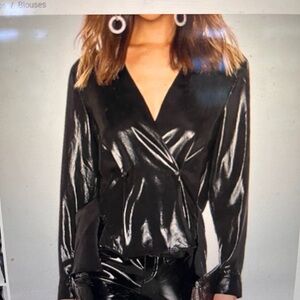 Rag & Bone Debbie silk shimmer metallic liquid blouse top XS